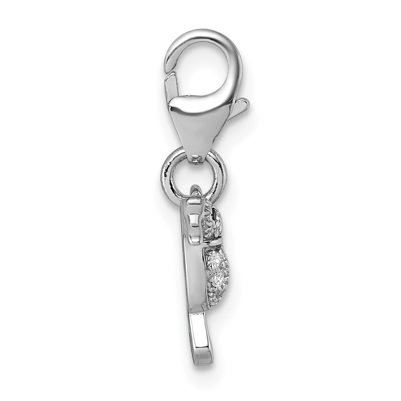 Sterling Silver Amore La Vita Rhodium-plated Blue and Green Enamel with CZ and Black Spinel Hummingbird Charm with Lobster Clasp Secondary image