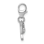 Sterling Silver Amore La Vita Rhodium-plated Blue and Green Enamel with CZ and Black Spinel Hummingbird Charm with Lobster Clasp