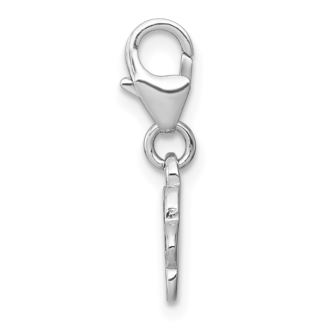 Sterling Silver Amore La Vita Rhodium-plated Polished with Black Enamel Paw Print with Lobster Clasp Charm Secondary image