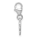 Sterling Silver Amore La Vita Rhodium-plated Polished with Black Enamel Paw Print with Lobster Clasp Charm