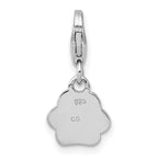 Sterling Silver Amore La Vita Rhodium-plated Polished with Black Enamel Paw Print with Lobster Clasp Charm