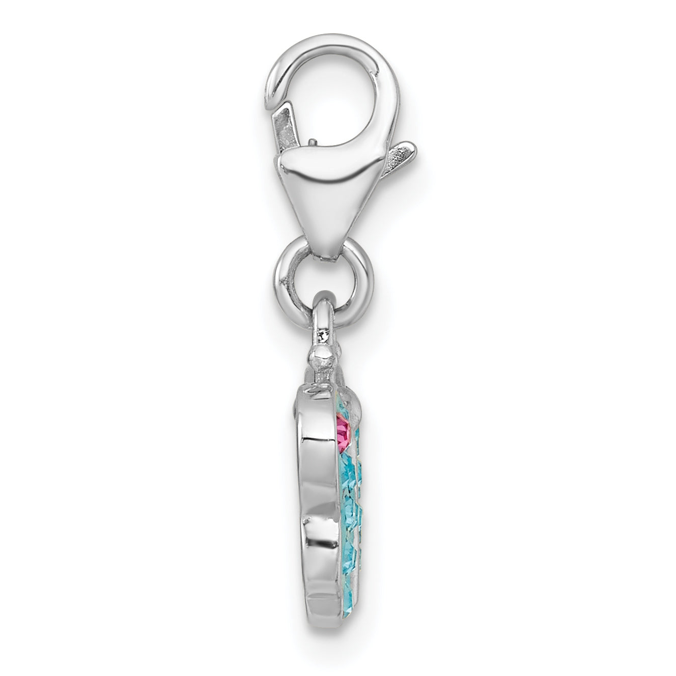 Sterling Silver Amore La Vita Rhodium-plated Polished Blue and Pink Crystal Butterfly Charm Secondary image