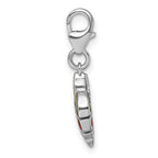 Sterling Silver Amore La Vita Rhodium-plated 3D Green and Orange Enameled with CZ Leaf Charm with Lobster Clasp