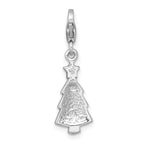 Sterling Silver Amore La Vita Rhodium-plated Polished Green/Red/Yellow Crystal Christmas Tree Charm