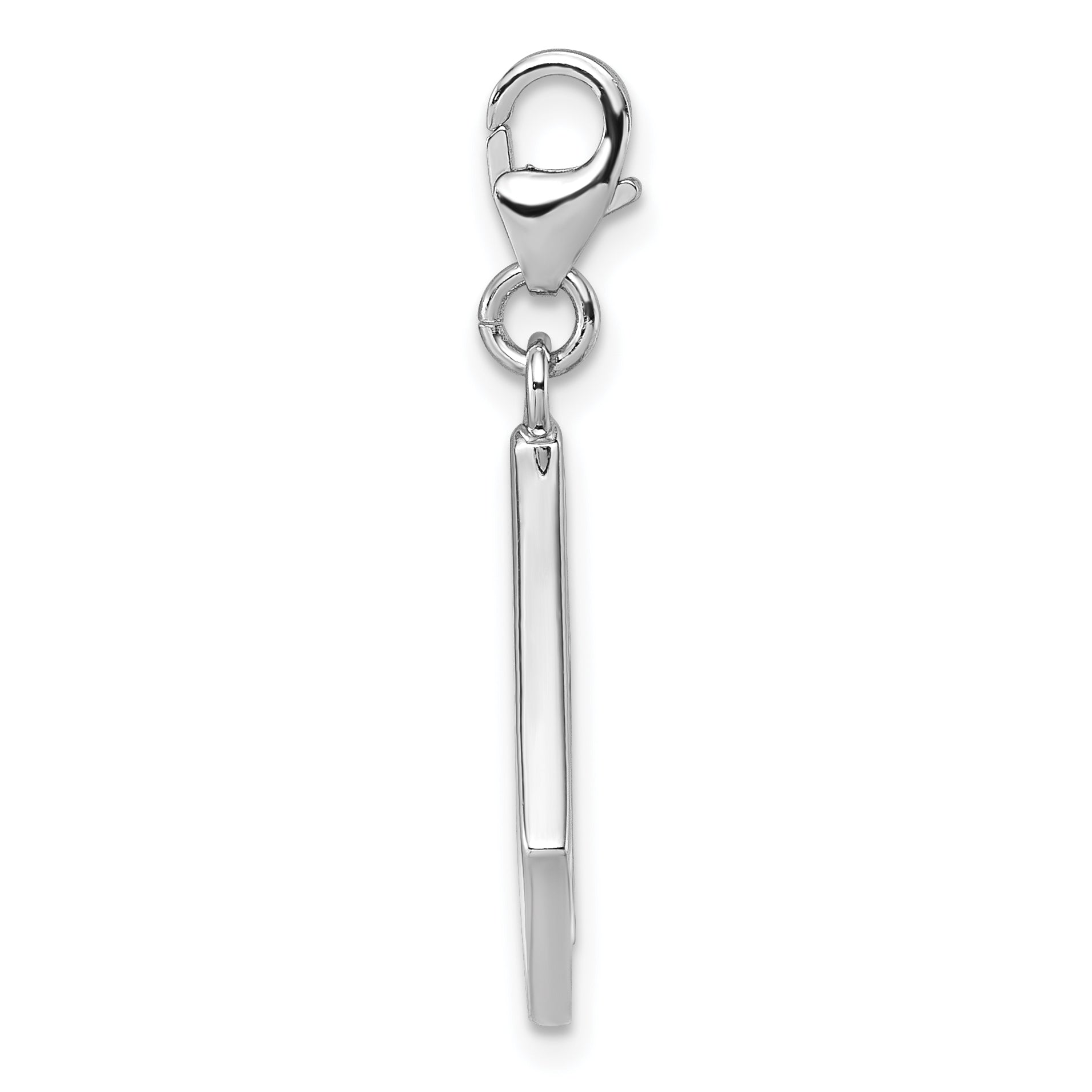 Sterling Silver Amore La Vita Rhodium-plated White/Black/Red/Yellow Enameled No Limit Credit Card Charm with Lobster Clasp