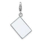 Sterling Silver Amore La Vita Rhodium-plated White/Black/Red/Yellow Enameled No Limit Credit Card Charm with Lobster Clasp