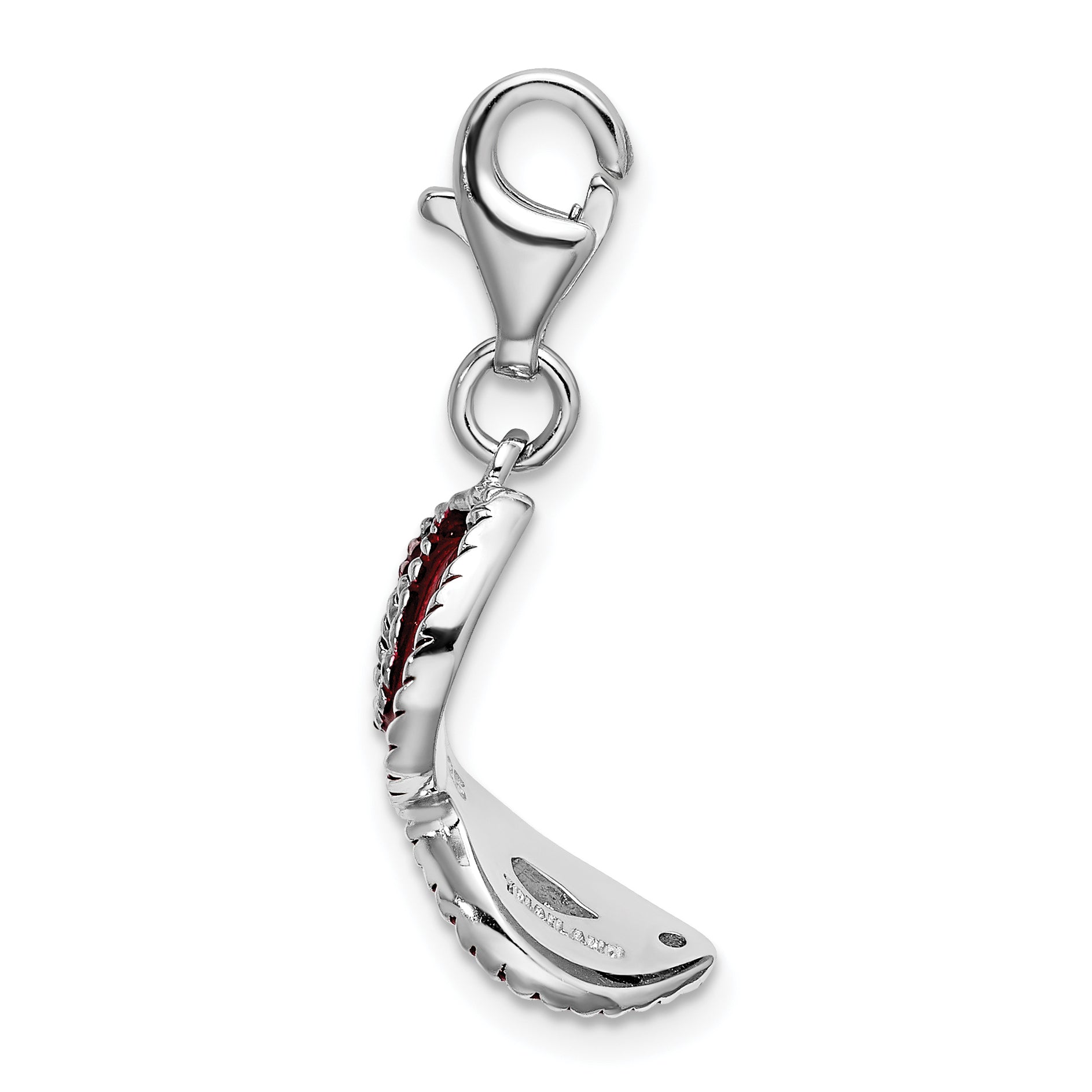 Amore La Vita Sterling Silver Rhodium-plated Polished 3-D Red Enameled Mask Charm with Fancy Lobster Clasp Secondary image