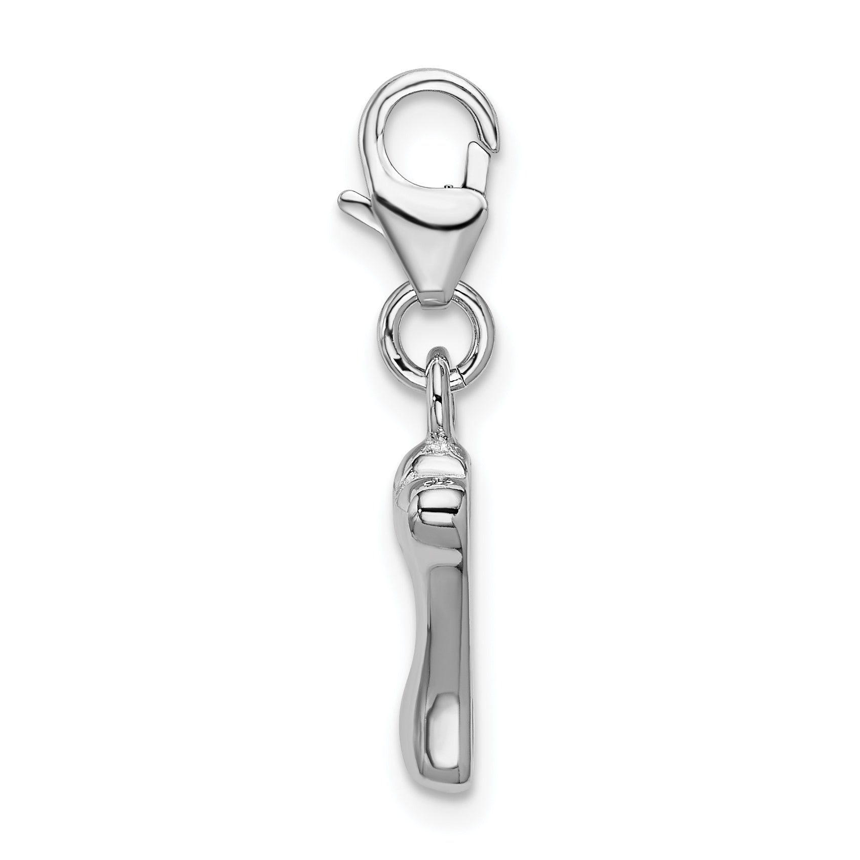 Amore La Vita Sterling Silver Rhodium-plated Polished Dog Bone Charm with Fancy Lobster Clasp Secondary image
