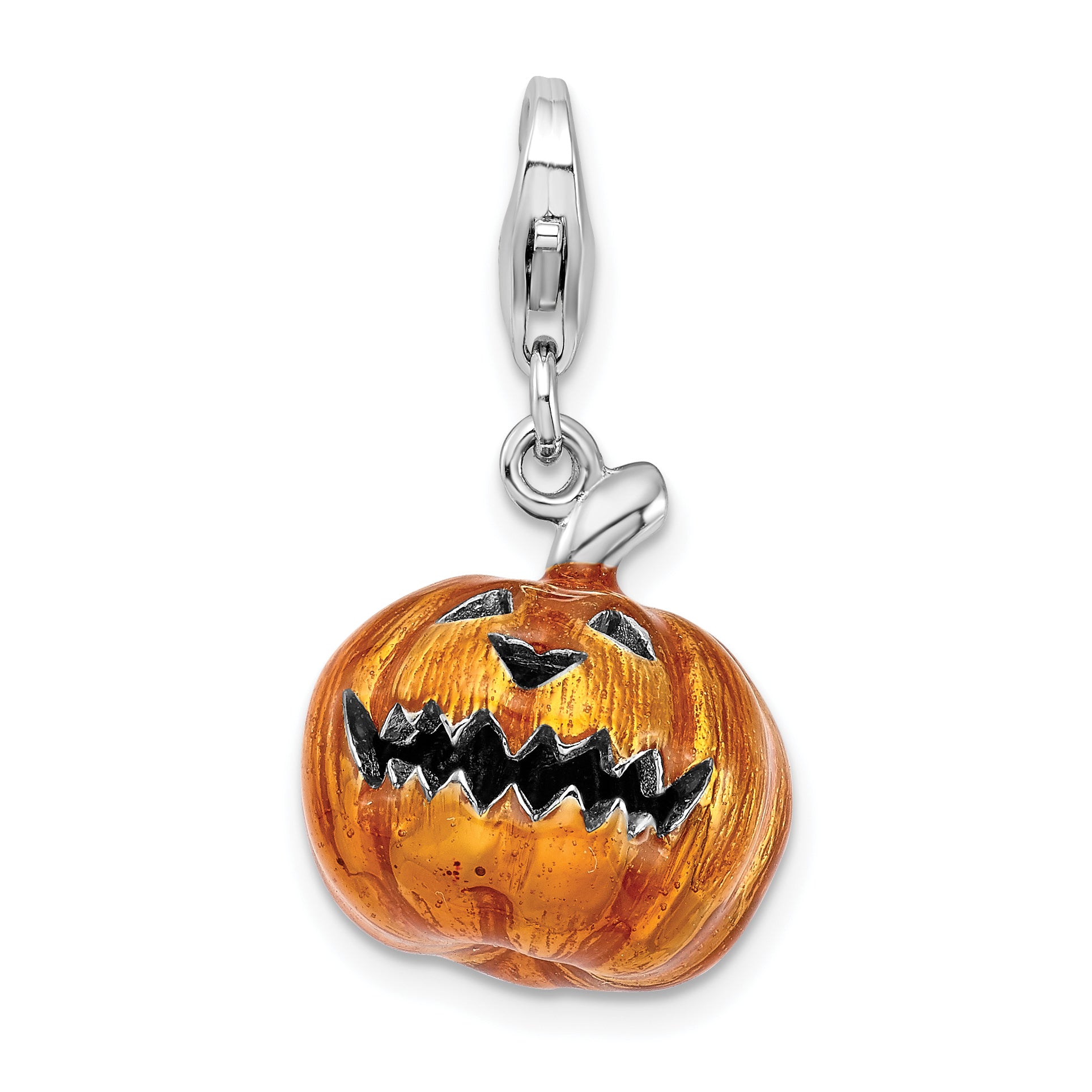 Enameled Jack-o'-Lantern Charm in Sterling Silver Main image