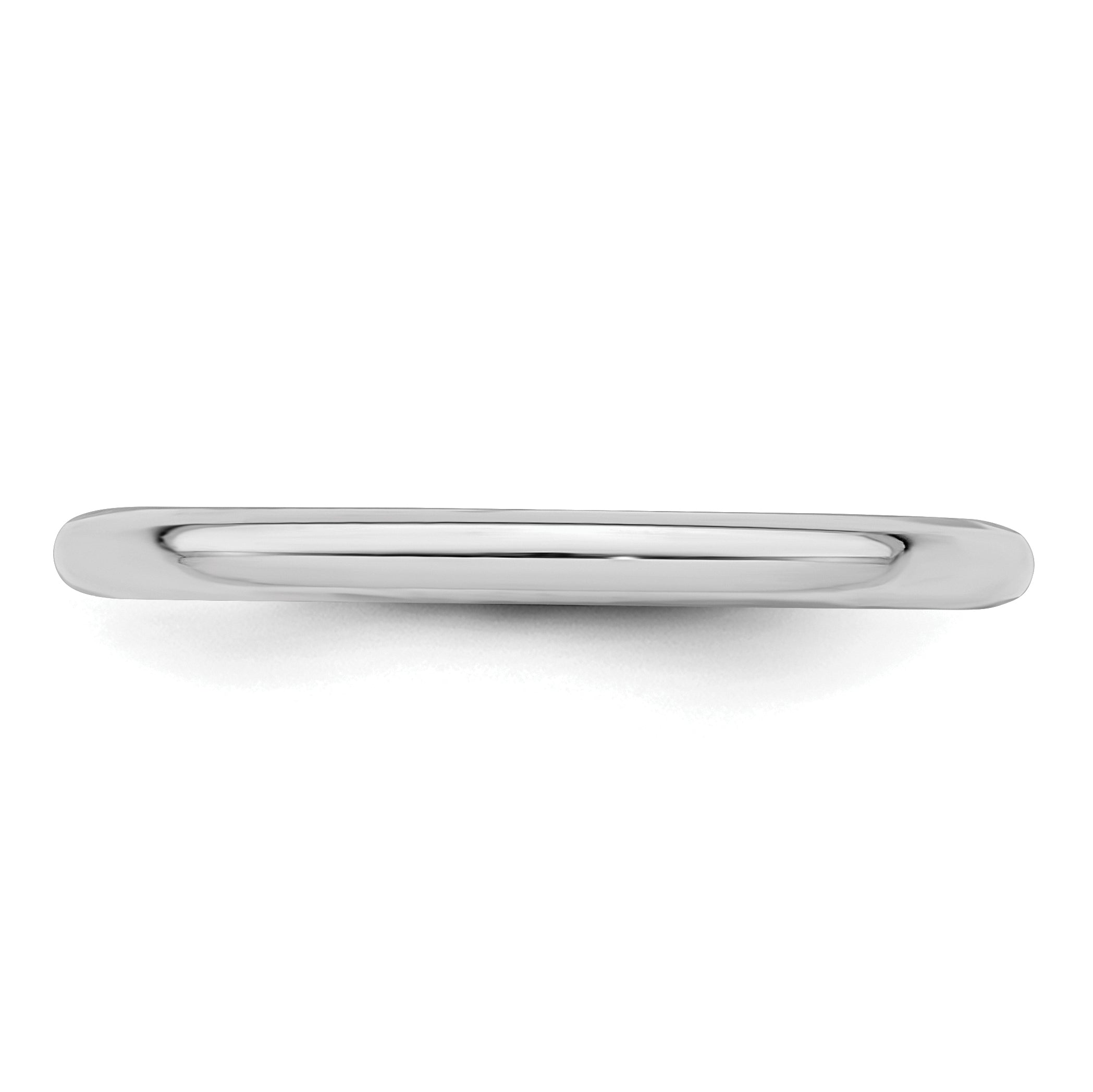 Sterling Silver Rhodium-Plated Domed Comfort-Fit Wedding Band 2mm