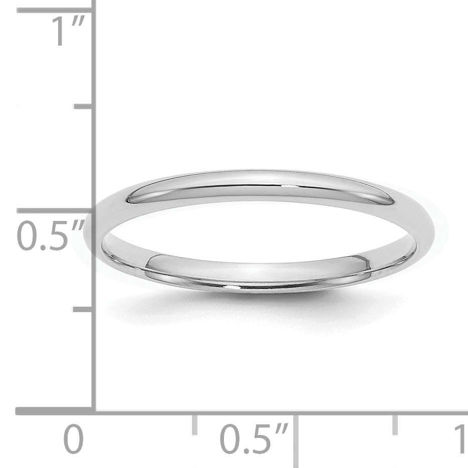 Sterling Silver Rhodium-Plated 2mm Comfort Fit Size 9.5 Band