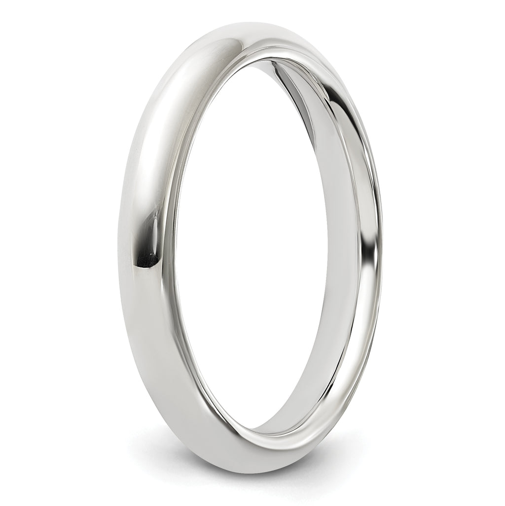 Sterling Silver Rhodium-plated 3mm Comfort Fit Size 11 Band