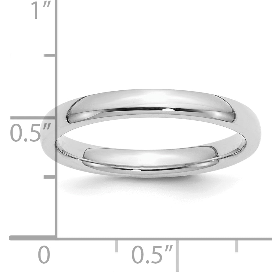 Sterling Silver Rhodium-plated 3mm Comfort Fit Size 13.5 Band