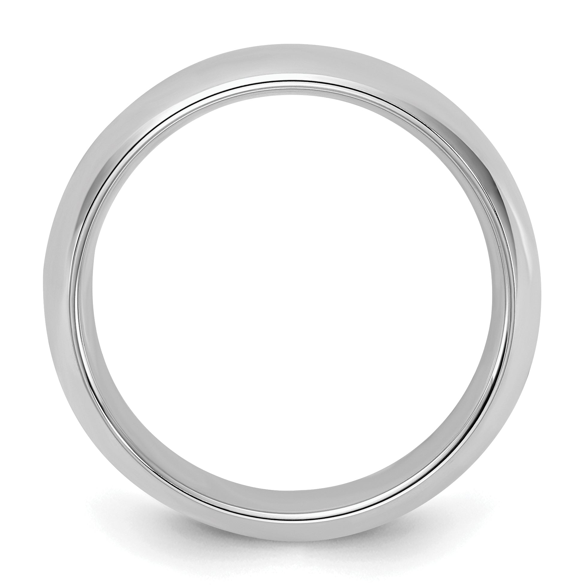 Sterling Silver Rhodium-Plated Domed Comfort-Fit Wedding Band 6mm