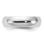 Sterling Silver Rhodium-Plated Domed Comfort-Fit Wedding Band 6mm