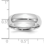 Sterling Silver Rhodium-plated 6mm Comfort Fit Band