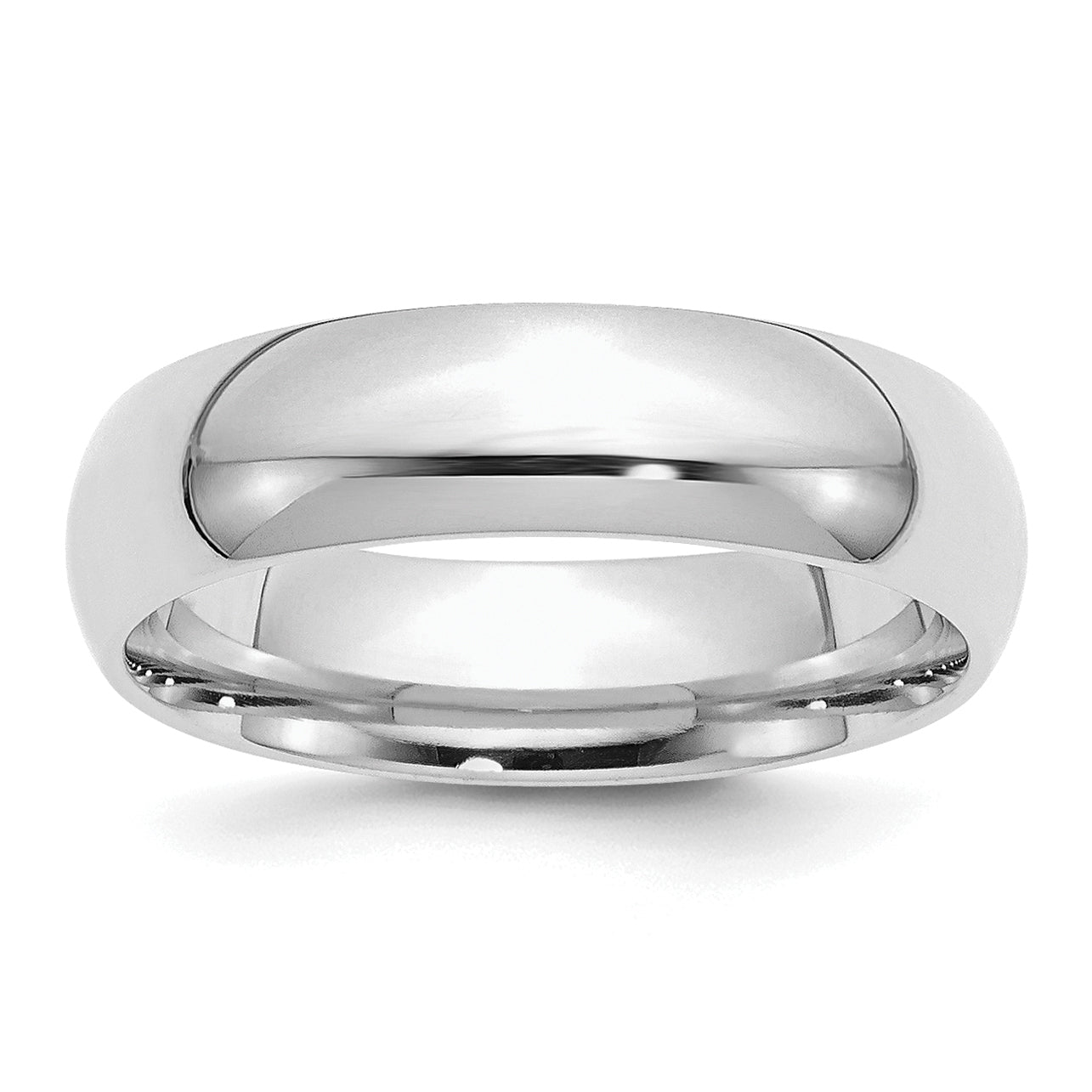 Sterling Silver Rhodium-Plated Domed Comfort-Fit Wedding Band 6mm Main image