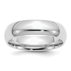 Sterling Silver Rhodium-Plated Domed Comfort-Fit Wedding Band 6mm
