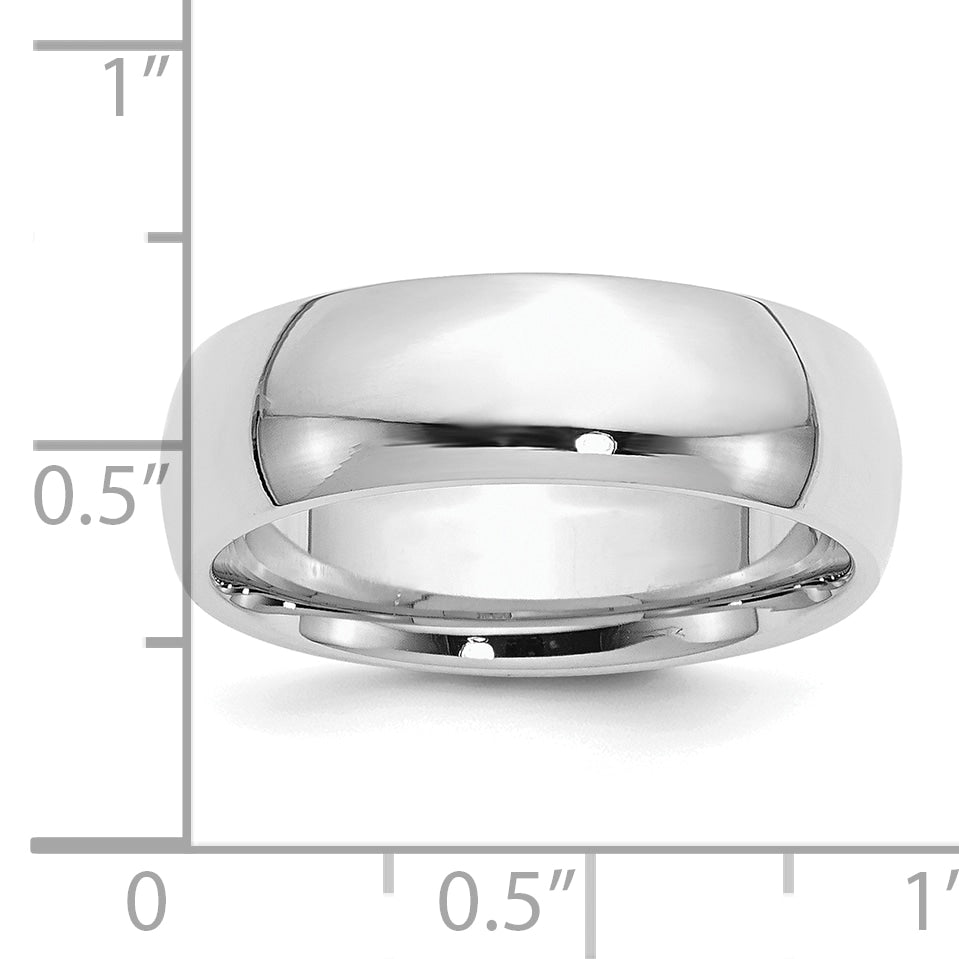 Sterling Silver Rhodium-plated 7mm Comfort Fit Band