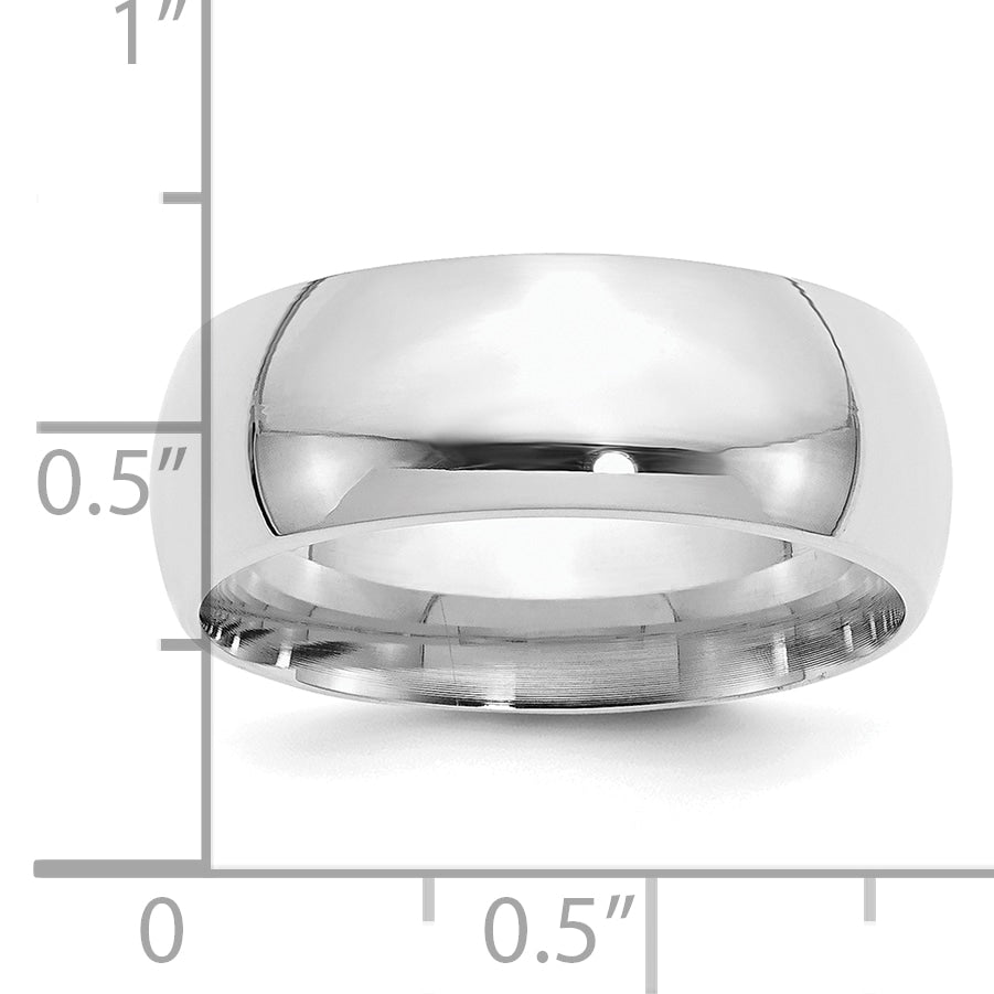 Sterling Silver Rhodium-plated 8mm Comfort Fit Band