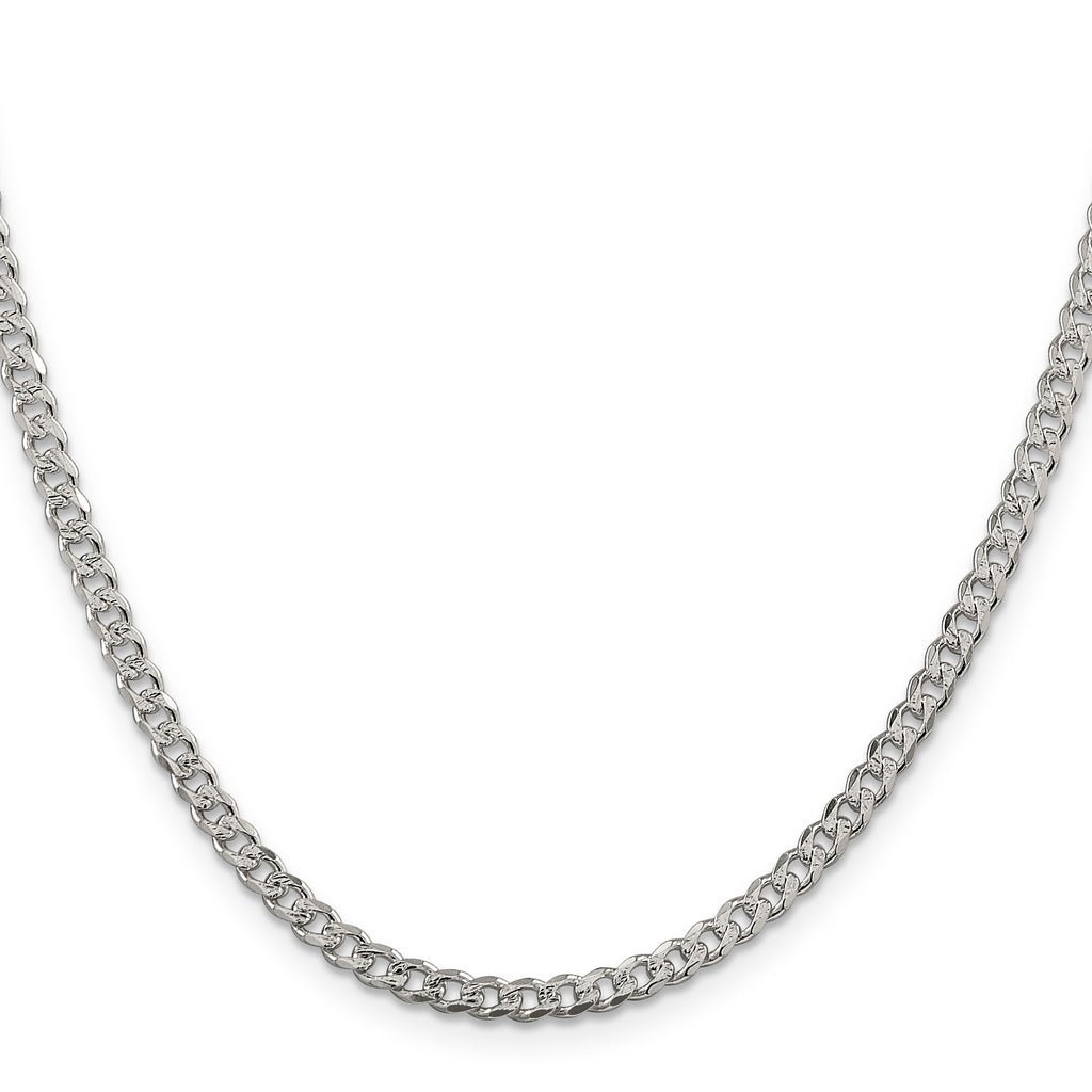 Sterling Silver 3.8mm Pav‚ Curb Chain