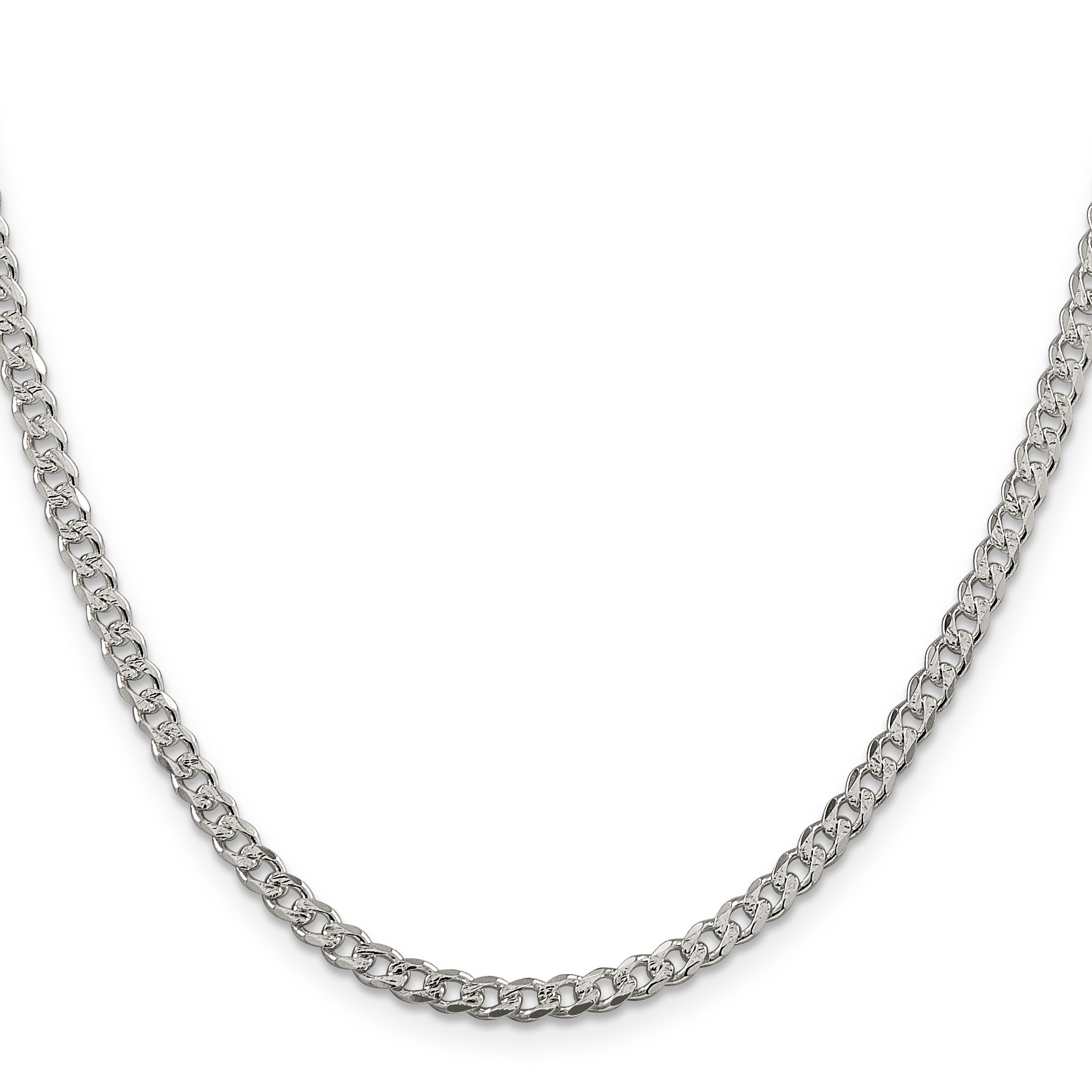 Sterling Silver 3.8mm Pav‚ Curb Chain