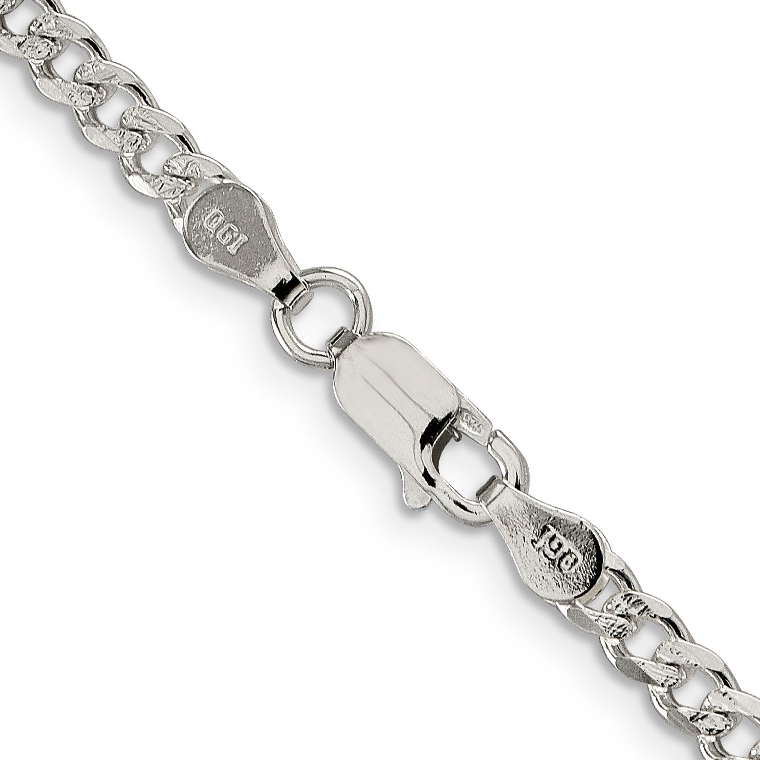 Sterling Silver 3.8mm Pav‚ Curb Chain