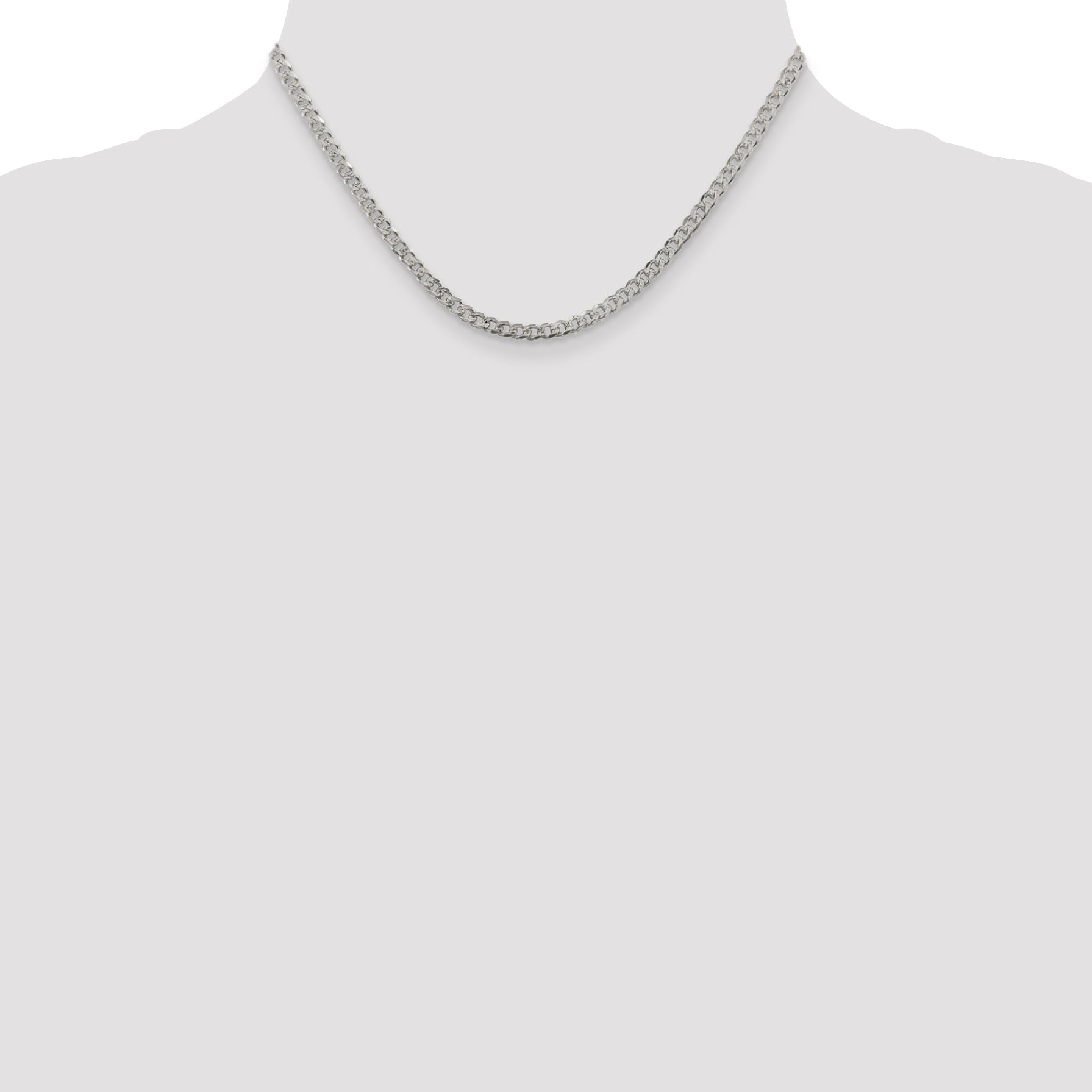 Sterling Silver 3.8mm Pav‚ Curb Chain