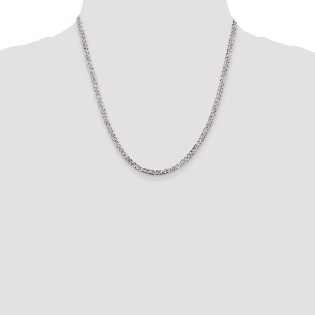 Sterling Silver 3.8mm Pav‚ Curb Chain