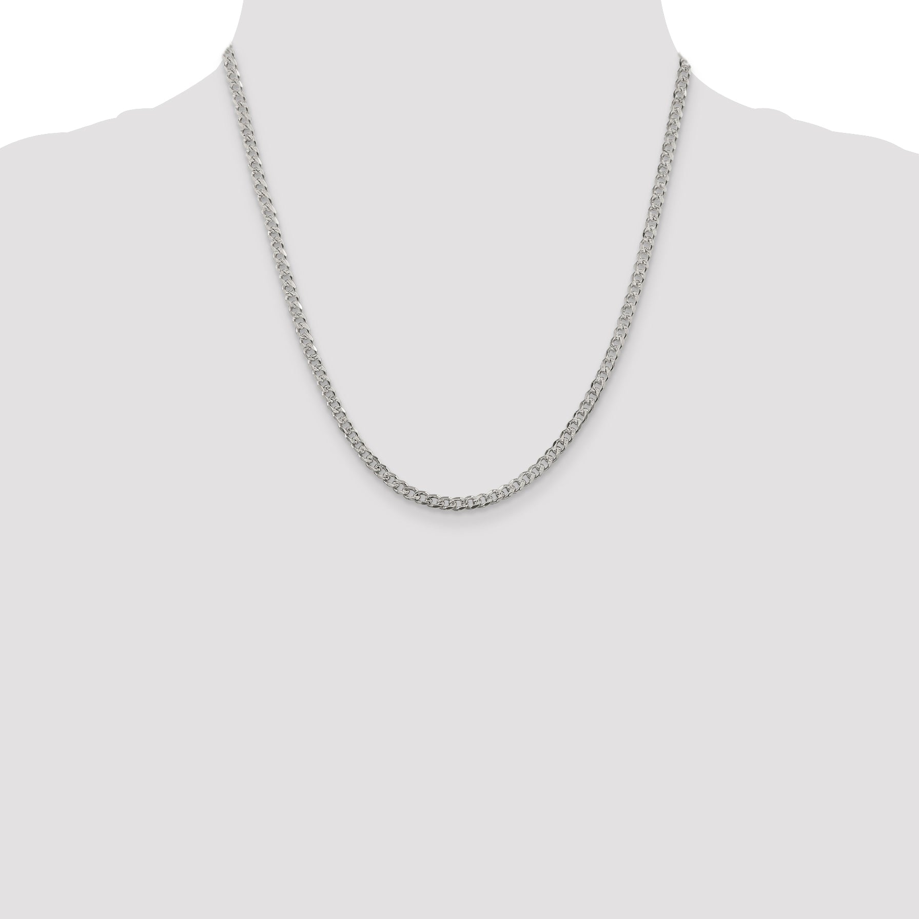Sterling Silver 3.8mm Pav‚ Curb Chain