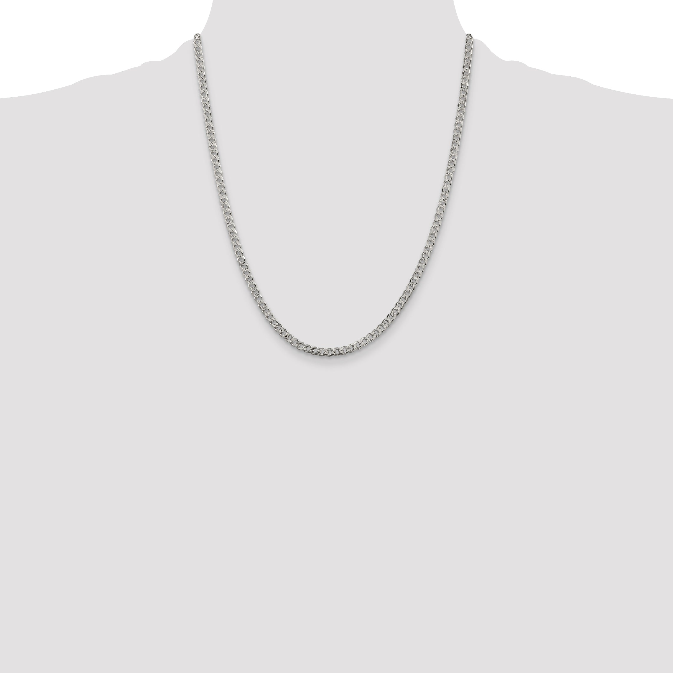 Sterling Silver 3.8mm Pav‚ Curb Chain