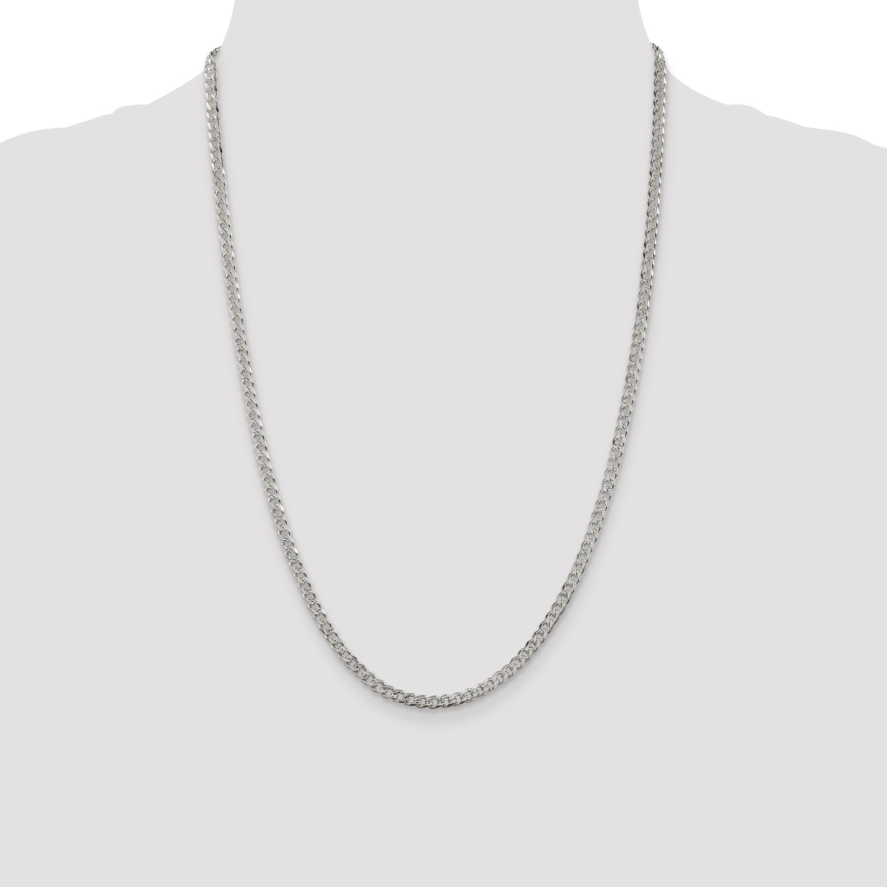 Sterling Silver 3.8mm Pav‚ Curb Chain