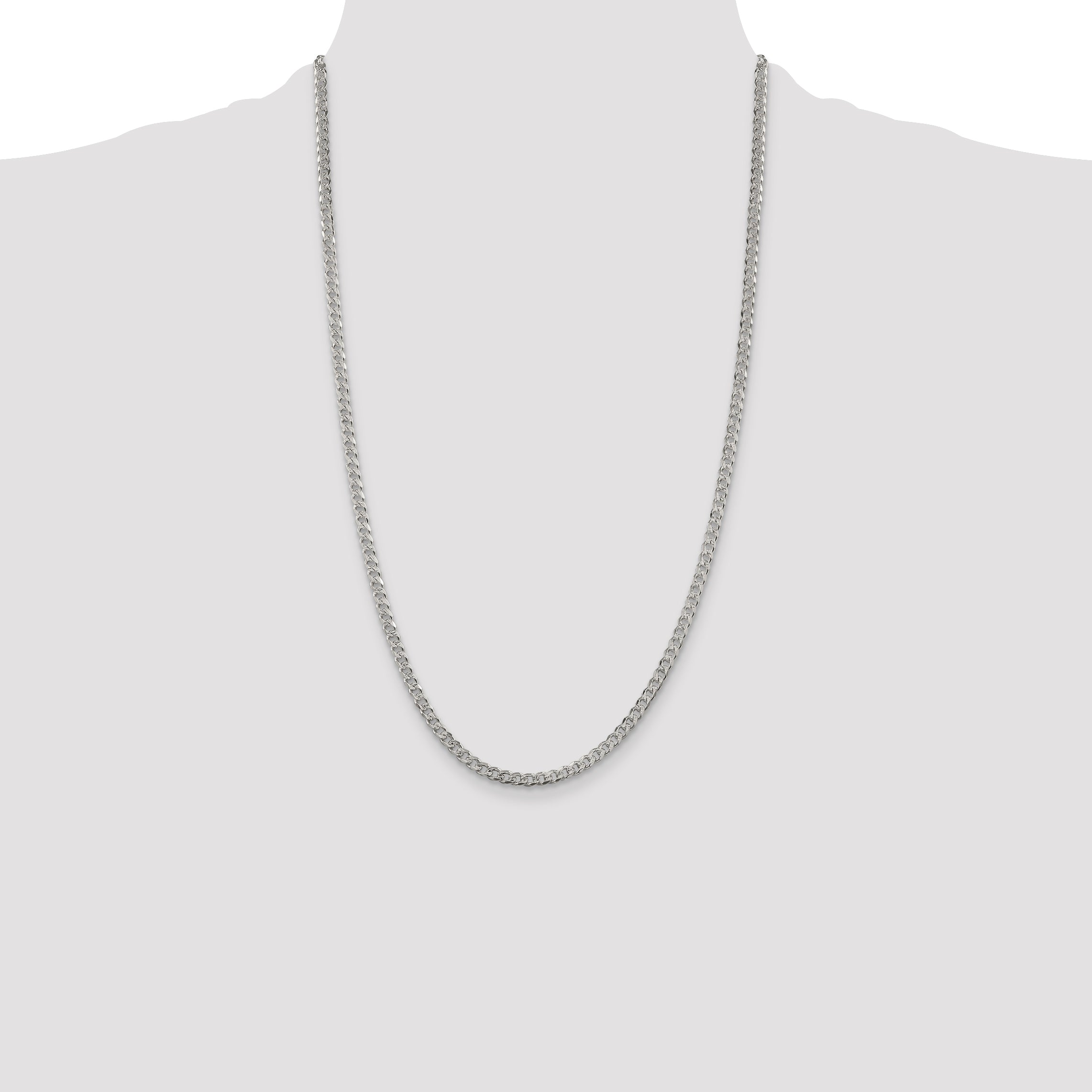 Sterling Silver 3.8mm Pav‚ Curb Chain