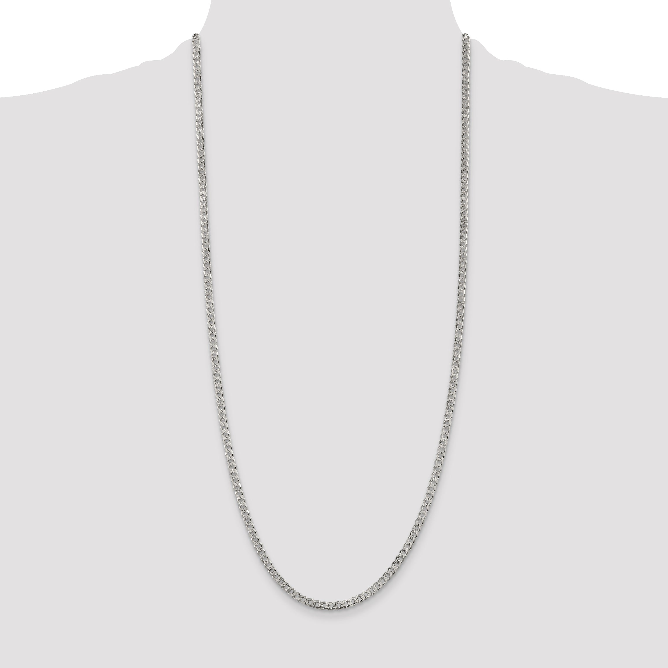 Sterling Silver 3.8mm Pav‚ Curb Chain