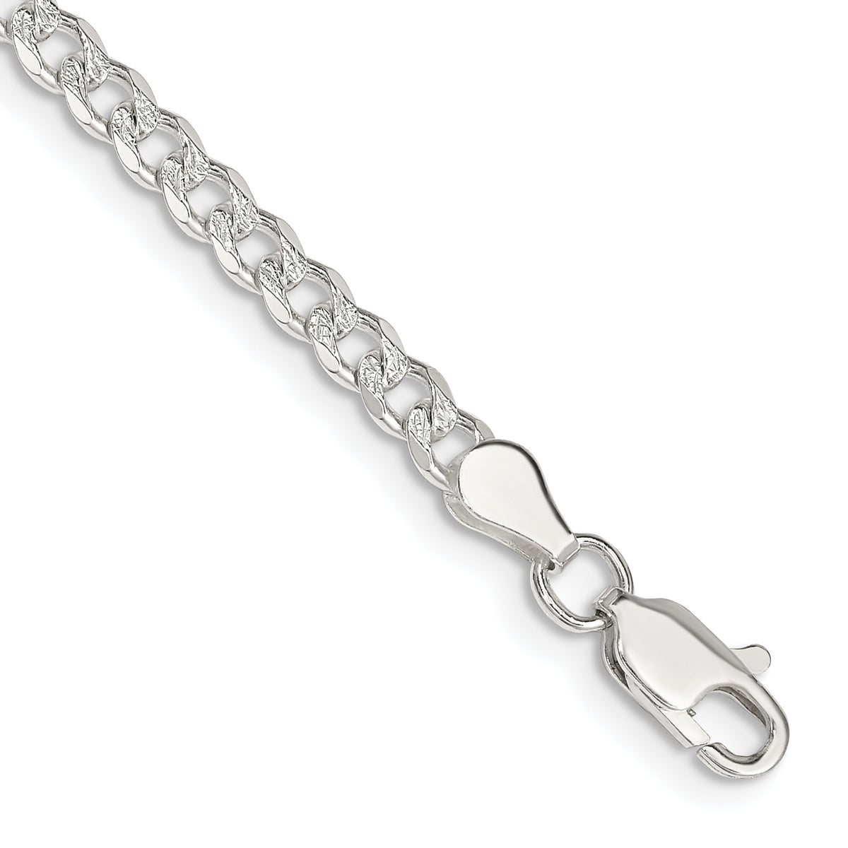 Sterling Silver 3.8mm Pav‚ Curb Chain