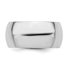 Sterling Silver Rhodium-Plated 10mm Comfort Fit Size 9.5 Band