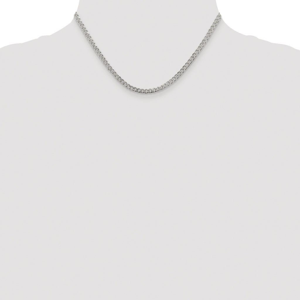 Sterling Silver Rhodium-plated 3.8mm Pav‚ Curb Chain