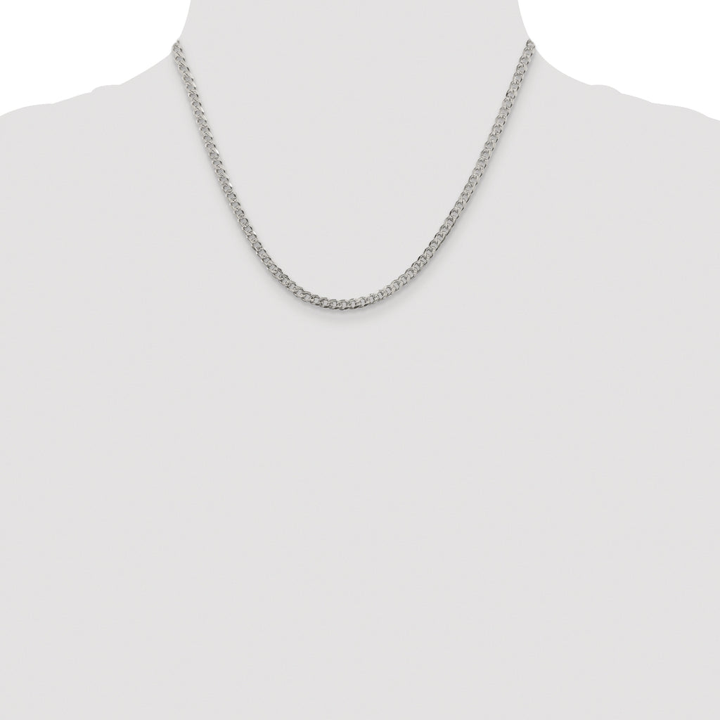 Sterling Silver Rhodium-plated 3.8mm Pav‚ Curb Chain