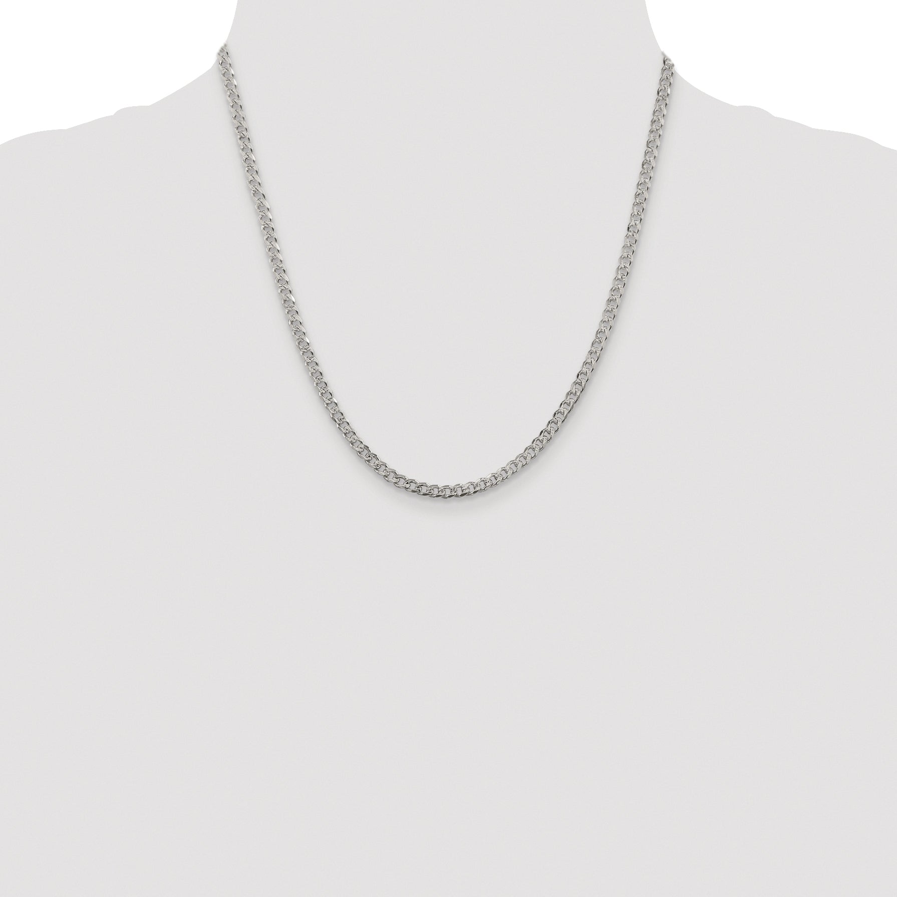 Sterling Silver Rhodium-plated 3.8mm Pav‚ Curb Chain