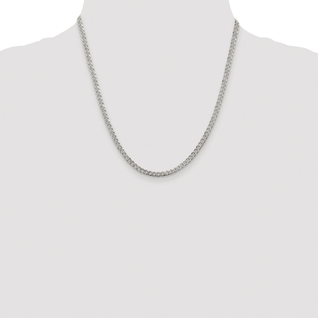 Sterling Silver Rhodium-plated 3.8mm Pav‚ Curb Chain