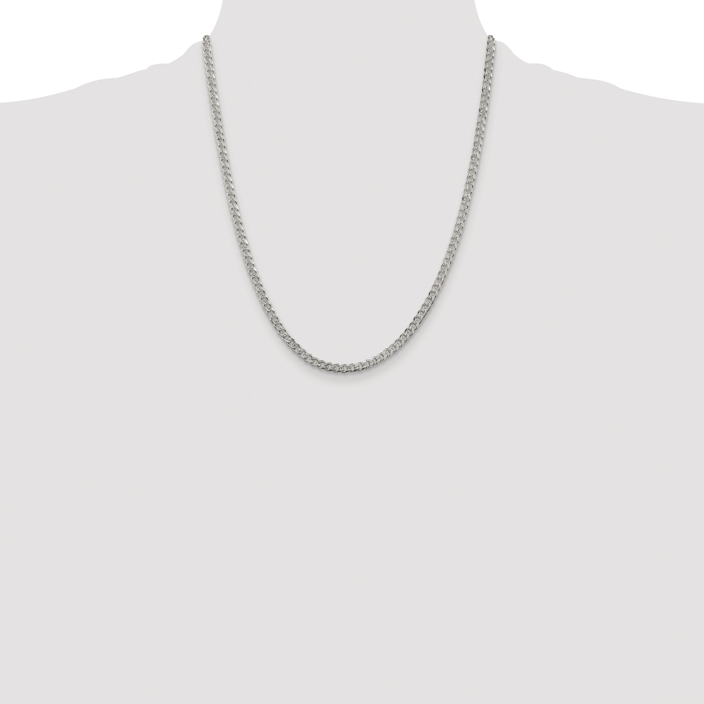 Sterling Silver Rhodium-plated 3.8mm Pav‚ Curb Chain