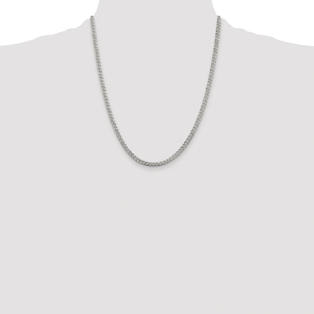 Sterling Silver Rhodium-plated 3.8mm Pav‚ Curb Chain