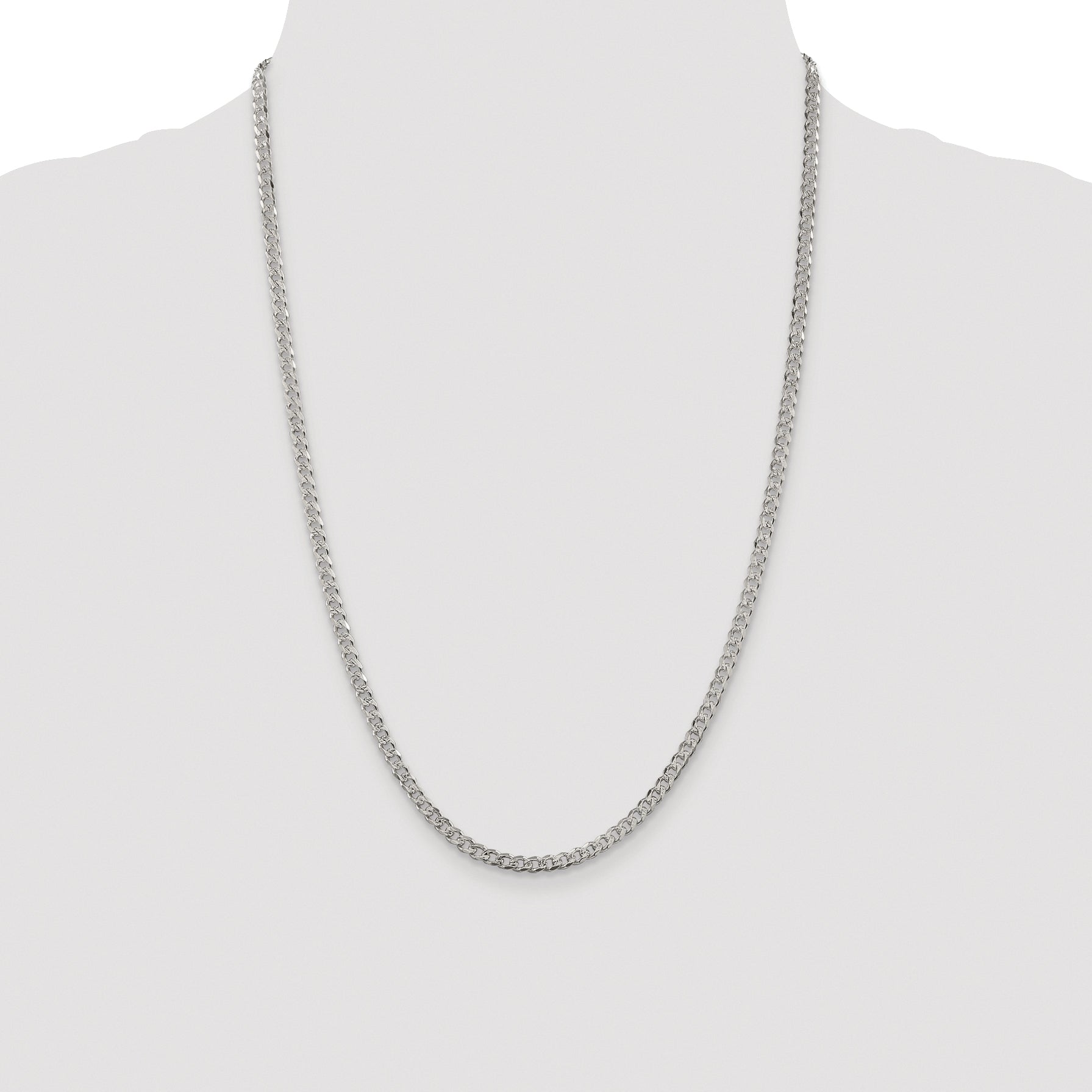 Sterling Silver Rhodium-plated 3.8mm Pav‚ Curb Chain