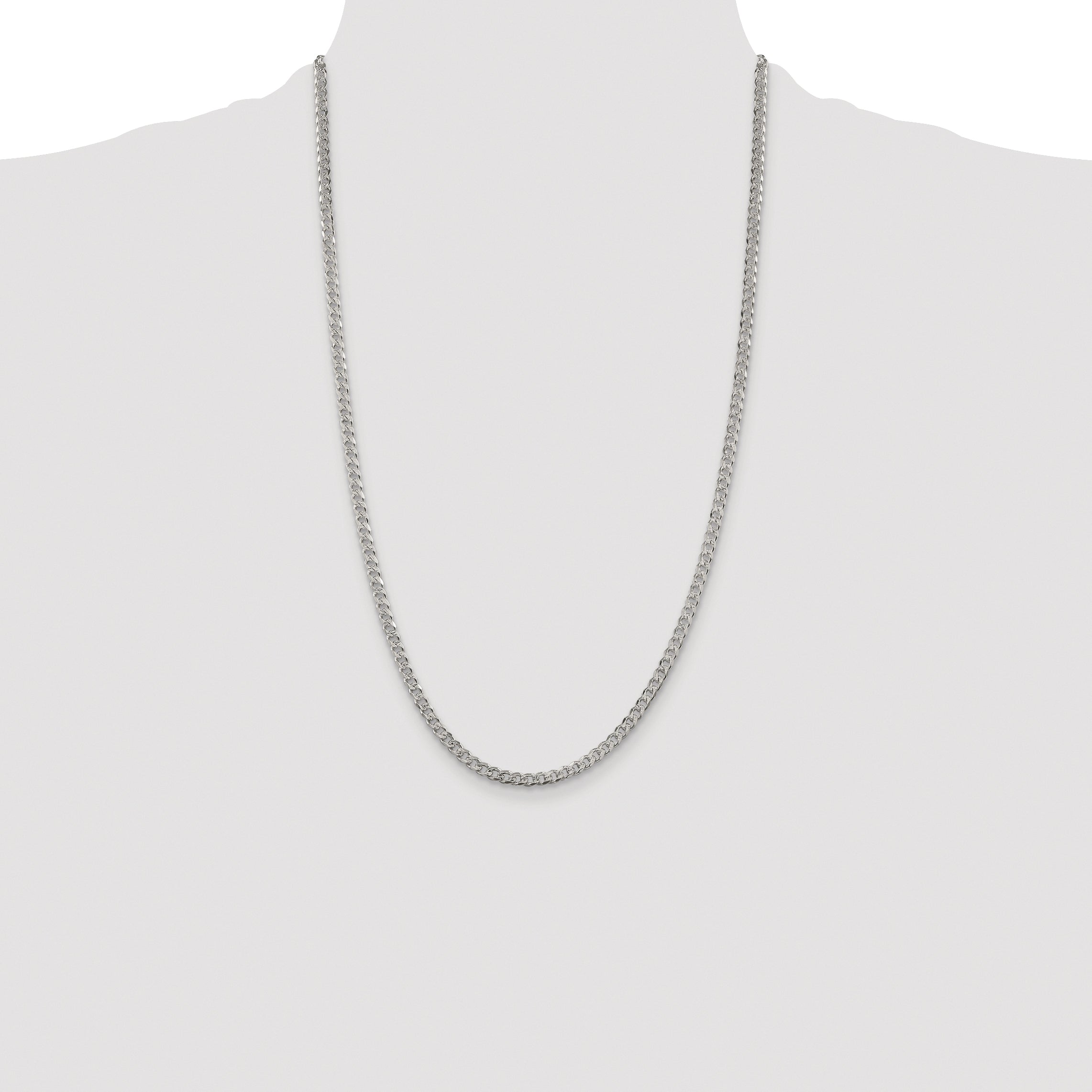 Sterling Silver Rhodium-plated 3.8mm Pav‚ Curb Chain