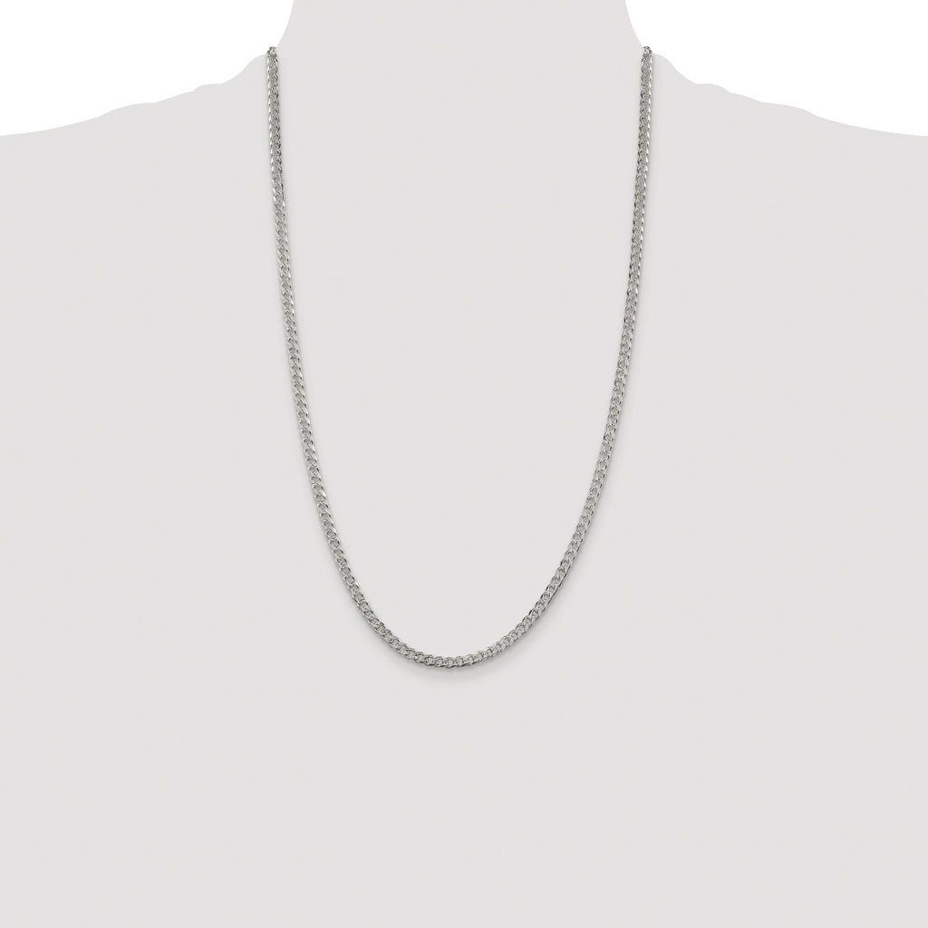 Sterling Silver Rhodium-plated 3.8mm Pav‚ Curb Chain