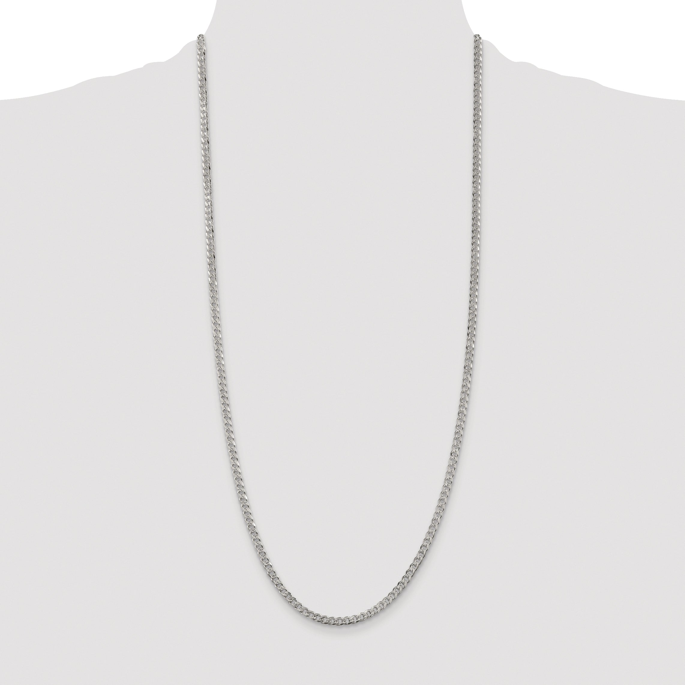 Sterling Silver Rhodium-plated 3.8mm Pav‚ Curb Chain