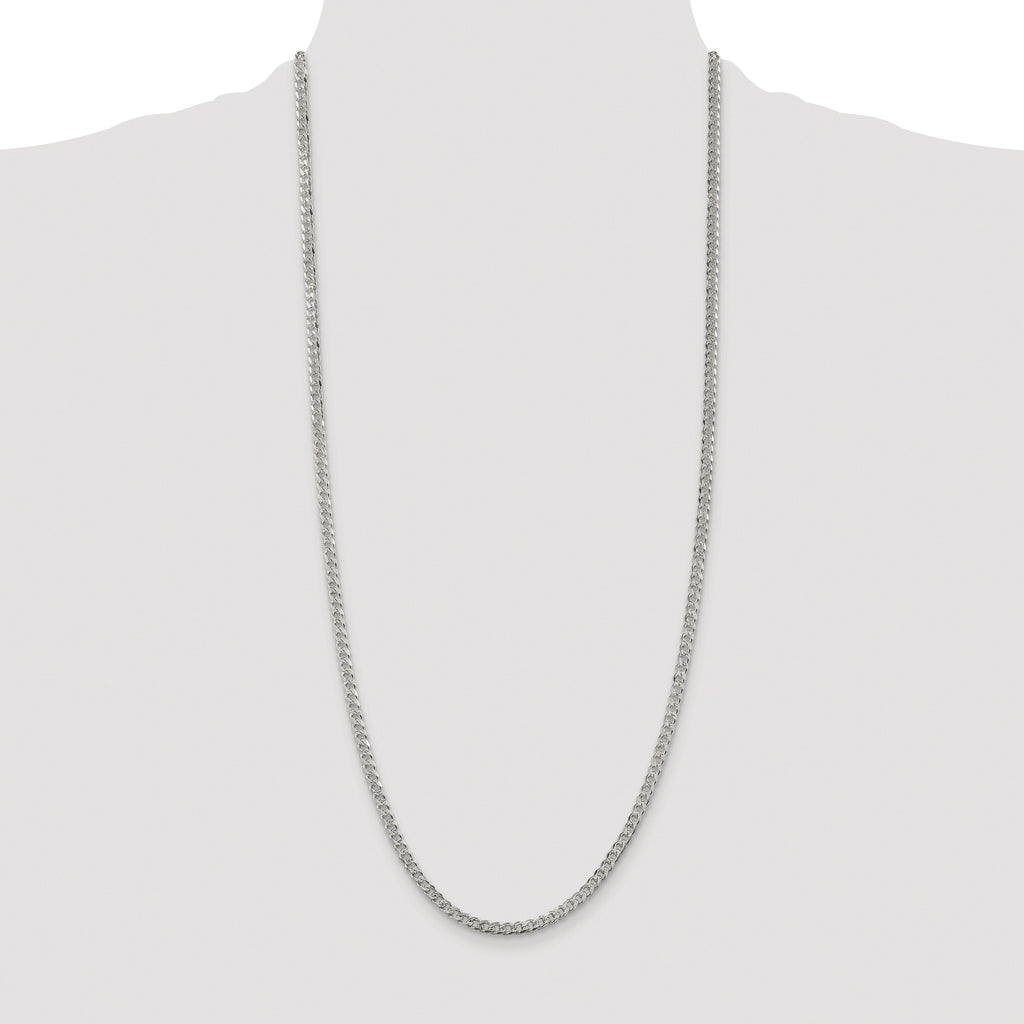 Sterling Silver Rhodium-plated 3.8mm Pav‚ Curb Chain