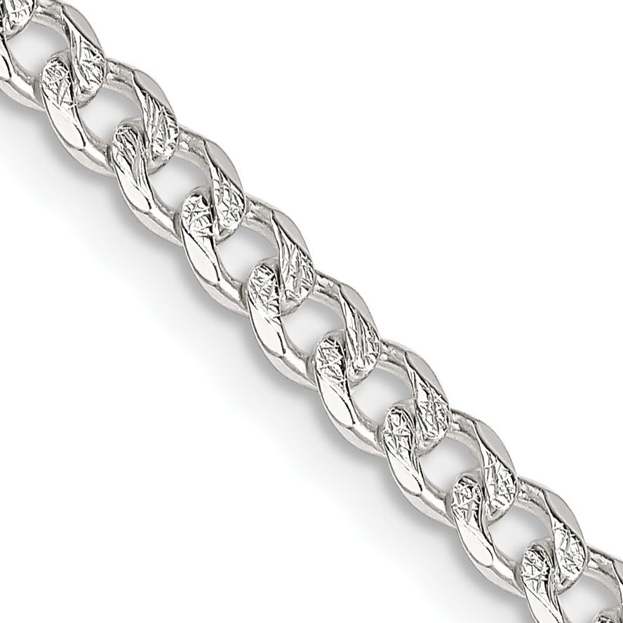 Sterling Silver 3.8mm Pav‚ Curb Chain