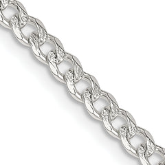 Sterling Silver 3.8mm Pav‚ Curb Chain