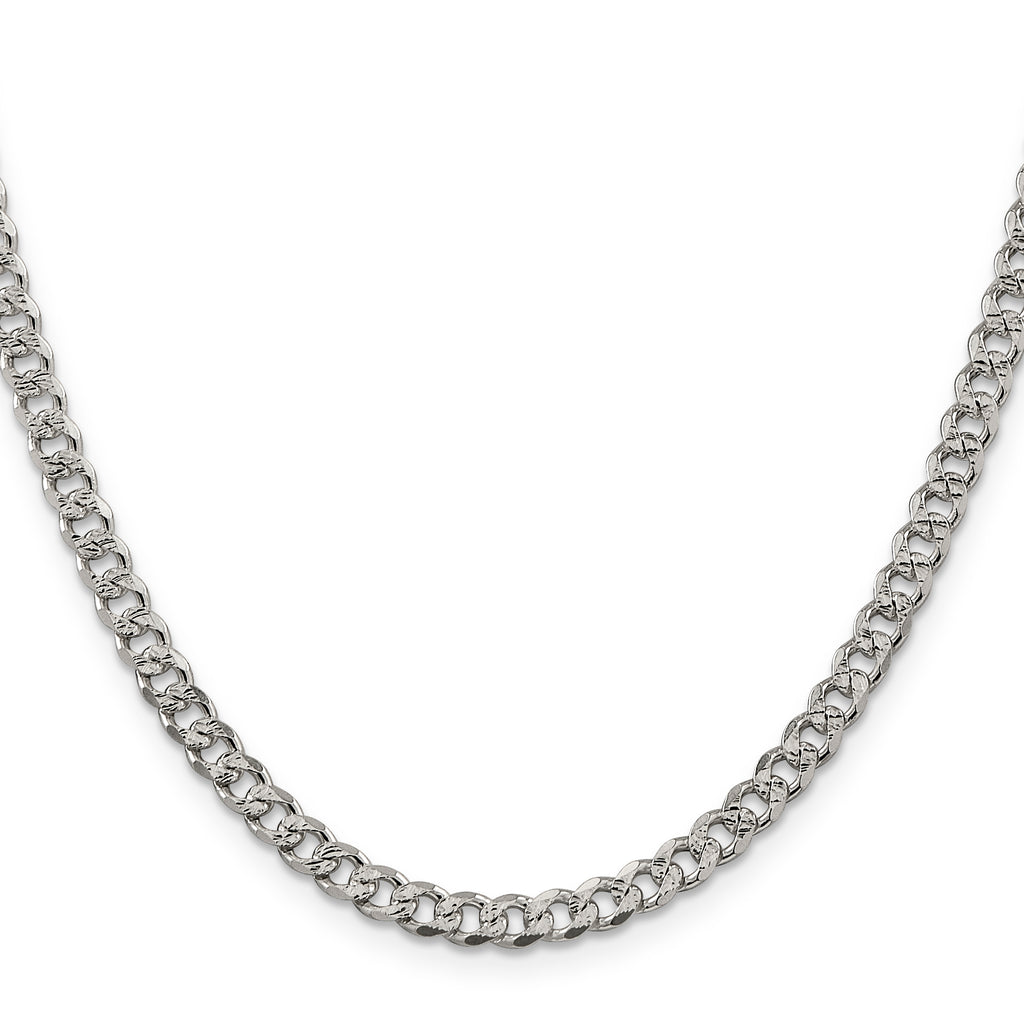Sterling Silver 4.5mm Pave Curb Chain